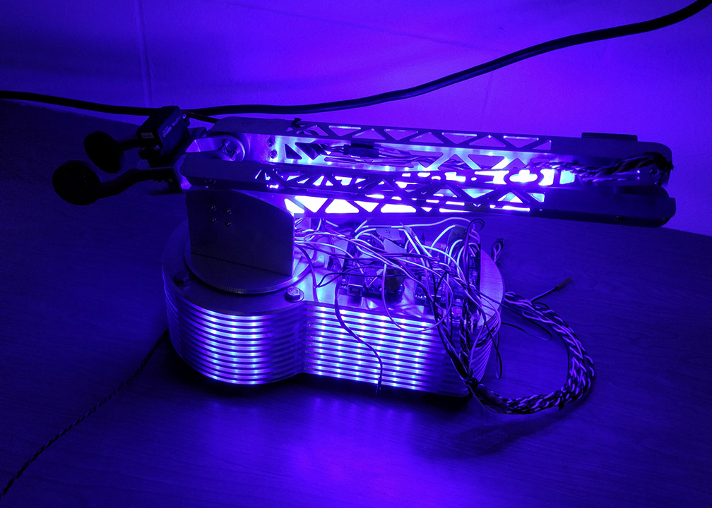 Robot with LED strips.