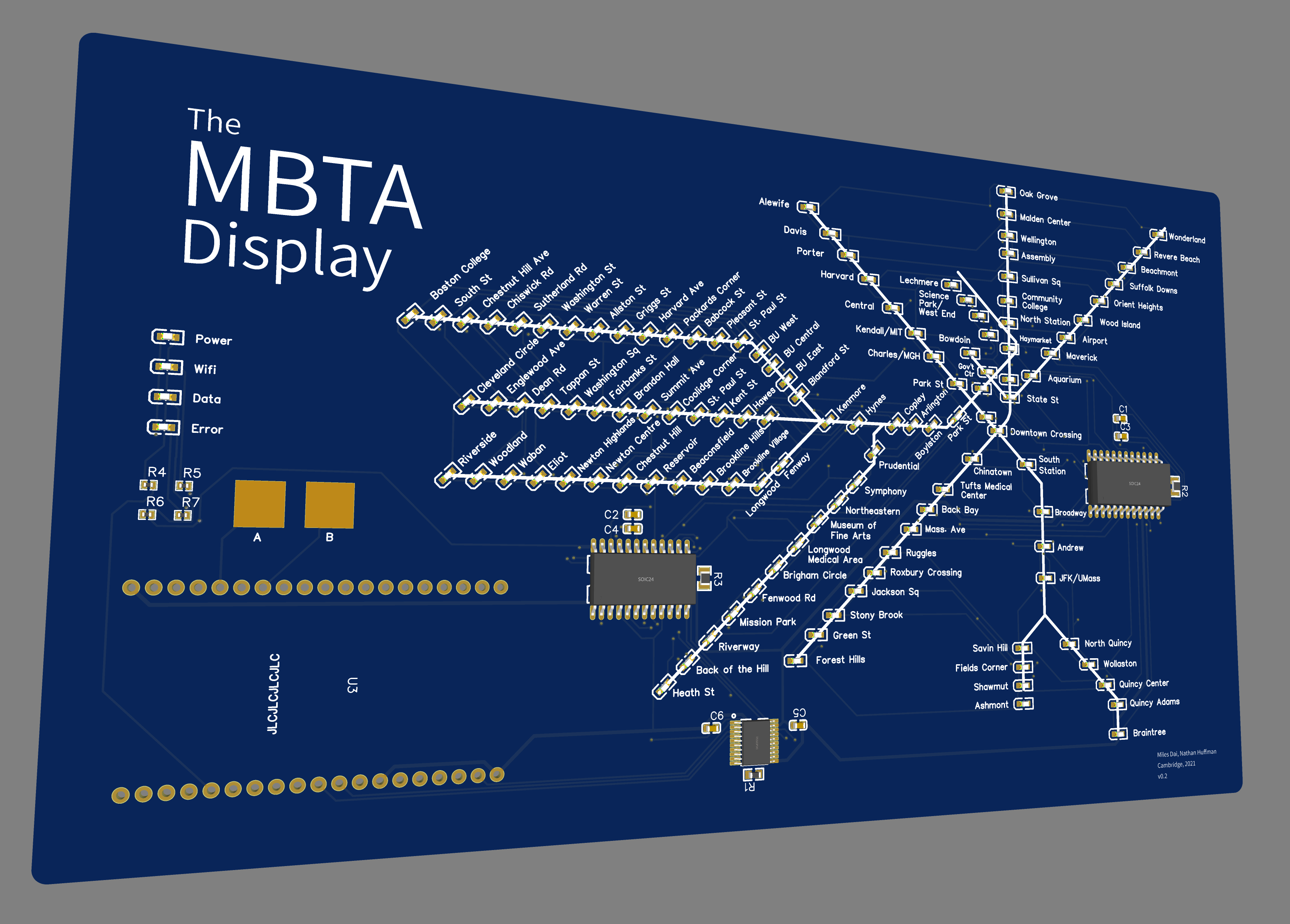 3-dimensional rendering of the circuit board