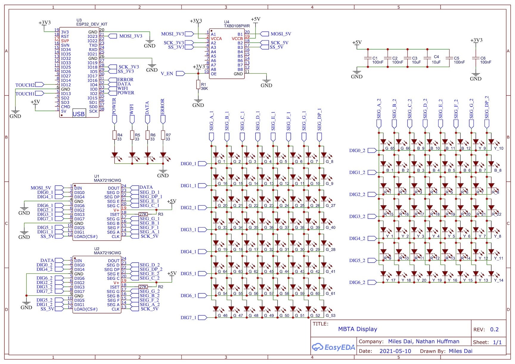 Circuit schematic of the board